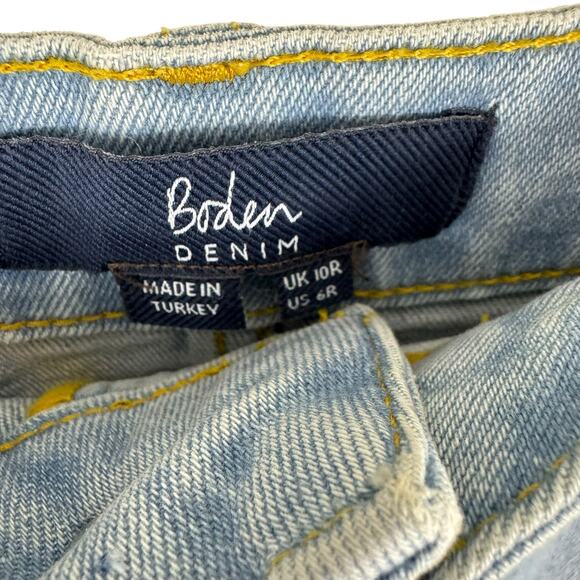 Boden Denim Cotton Light Wash Button Fly Straight Above Knee Jean Skirt Size 6 - Picture 4 of 7